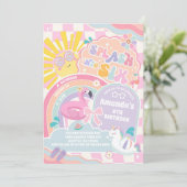 Invitation Splash Into Six Rainbow Sun 6th Birthday  (Debout devant)