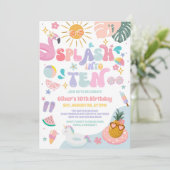 Invitation Splash Into Ten Pool Party Summer 10th Birthday (Debout devant)