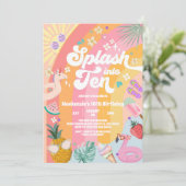 Invitation Splash Into Ten Summer Rainbow Sun 10th Birthday (Debout devant)
