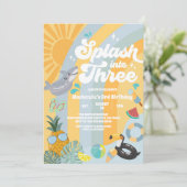 Invitation Splash Into Three Summer Rainbow Sun 3rd Birthday (Debout devant)