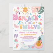 Invitation Splash Into Twelve Pool Party Summer 12th Birthday (Devant)