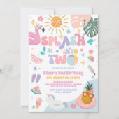 Invitation Splash Into Two Pool Party Summer 2nd Birthday (Devant)