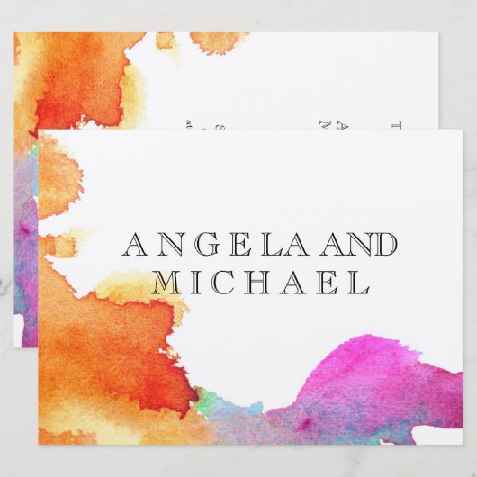 Invitation Splash of Watercolor (Devant / Derrière)