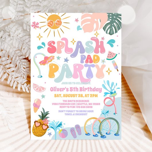 Invitation Splash Pad Party Pool Party Summer Birthday