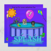 Invitation "Splash" Pool Party 7e anniversaire (Devant / Derrière)