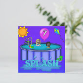 Invitation "Splash" Pool Party 7e anniversaire (Debout devant)