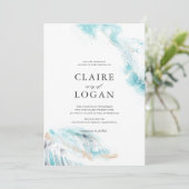 Invitation Splashing Blue Waves Details Coastal Wedding (Debout devant)