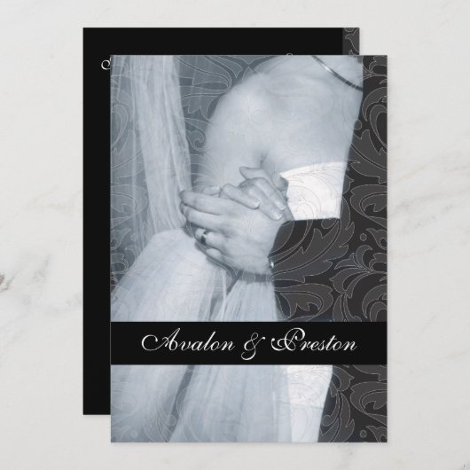 Invitation splendide de ruban de damassé de (Devant / Derrière)