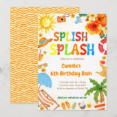 Invitation Splish Splash Anniversaire Bash Pool fête (Devant / Derrière)