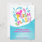 Invitation Splish Splash Anniversaire Basse Fête de piscine p (Devant)