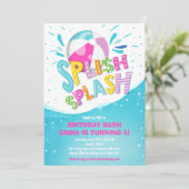 Invitation Splish Splash Anniversaire Basse Fête de piscine p (Debout devant)