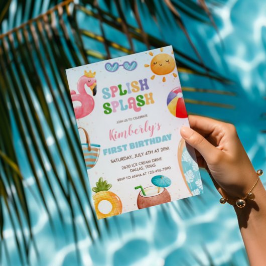 Invitation Splish Splash Anniversaire Basse Fête de piscine p