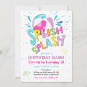 Invitation Splish Splash Anniversaire Basse Fête de piscine p (Devant)