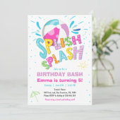 Invitation Splish Splash Anniversaire Basse Fête de piscine p (Debout devant)