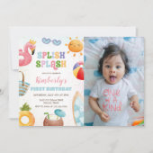 Invitation Splish Splash Anniversaire de la fête de la baigna (Devant)
