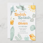 Invitation Splish Splash Anniversaire Fête de Piscine (Devant)