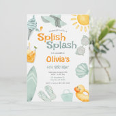 Invitation Splish Splash Anniversaire Fête de Piscine (Debout devant)
