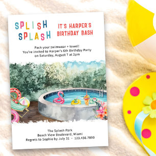 Invitation Splish Splash Anniversaire Fête Enfants Eau