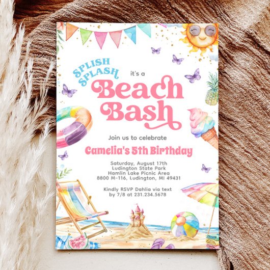 Invitation Splish Splash Beach fête d'anniversaire