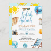 Invitation Splish Splash Blue Beach Summer Boy Baby shower (Devant / Derrière)