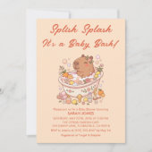 Invitation Splish Splash Capybara Baby Girl Shower  (Devant)