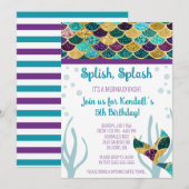 Invitation Splish, Splash, c'est une fête d'anniversaire Merm (Devant / Derrière)
