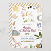 Invitation Splish Splash fête d'anniversaire (Devant / Derrière)