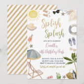 Invitation Splish Splash fête d'anniversaire (Devant / Derrière)