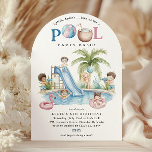 Invitation Splish Splash, Fête d'anniversaire Piscine pour En