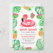 Invitation Splish Splash Fête Tropicale de Bébé Piscine (Devant)