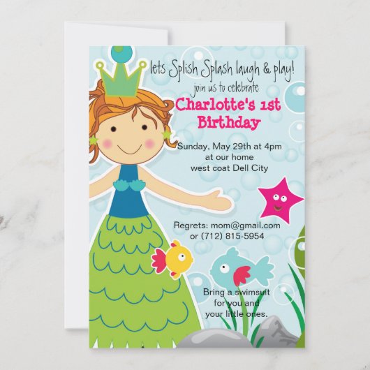 Invitation Splish Splash Fun Water fun Anniversaire Invitatio (Devant)