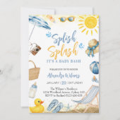 Invitation Splish Splash Garçon Bébé Fête Prénatale (Devant)