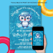 Invitation Splish Splash Garçon Pingouin Piscine Fête d'anniv