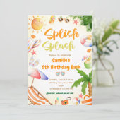 Invitation Splish Splash Girl Anniversaire Bash Pool fête (Debout devant)