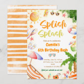 Invitation Splish Splash Girl Anniversaire Bash Pool fête (Devant / Derrière)