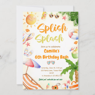 Invitation Splish Splash Girl Anniversaire Bash Pool fête