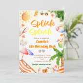 Invitation Splish Splash Girl Anniversaire Bash Pool fête (Debout devant)