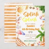 Invitation Splish Splash Girl Anniversaire Bash Pool fête (Devant / Derrière)
