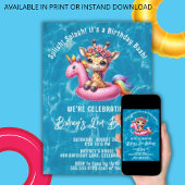 Invitation Splish Splash Girl Giraffe Pool fête d'anniversair