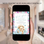 Invitation Splish Splash Lion Bulles Fête de Bébé