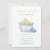 Invitation Splish Splash Maman Canard Bébé Douche  (Devant)