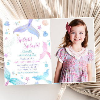 Invitation Splish Splash Mermaid 6e fête d'anniversaire Photo