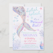 Invitation Splish Splash Mermaid Bash Anniversaire Fille Pail (Devant)