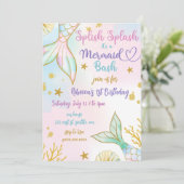 Invitation Splish Splash Mermaid Bash Birthday Party (Debout devant)