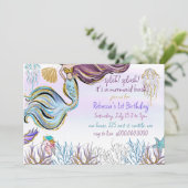 Invitation Splish Splash Mermaid Bash Birthday Party (Debout devant)