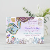 Invitation Splish Splash Mermaid Bash Birthday Party (Debout devant)