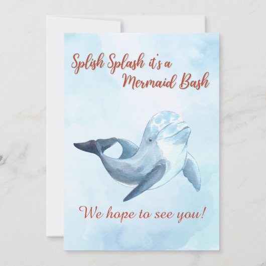 Invitation Splish Splash Mermaid Bash Brown N'importe quel âg (Dos)