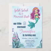 Invitation Splish Splash Mermaid Bash Girls 1er anniversaire (Devant)