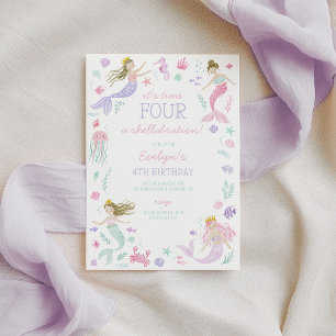 Invitation Splish Splash Mermaid Girls Anniversaire Violet
