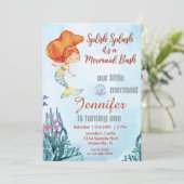 Invitation Splish Splash Orang Mermaid Bash 1er anniversaire (Debout devant)